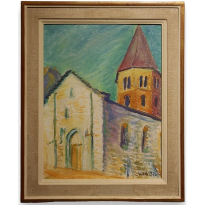 Tableau \"St Pierre de Clages\" signé DISERENS