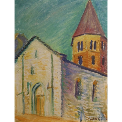 Tableau \"St Pierre de Clages\" signé DISERENS