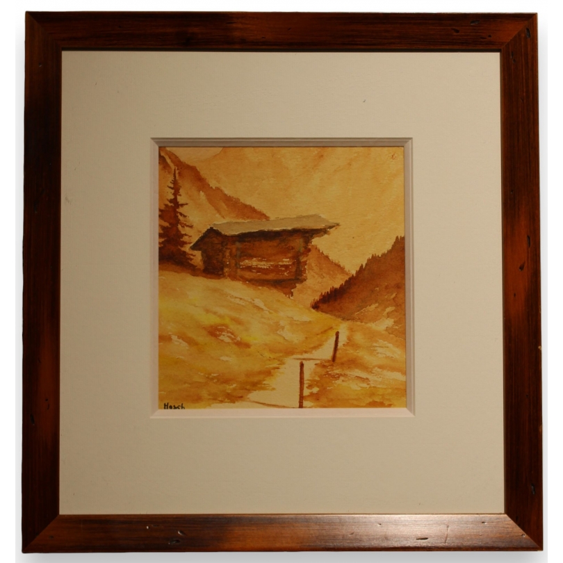 Watercolour painting ‘Raccard’ signed by HOSCH