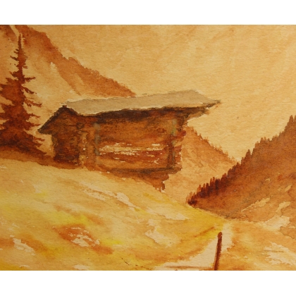 Watercolour painting ‘Raccard’ signed by HOSCH