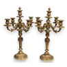 A pair of Louis XVI candlesticks in silver-plated bronze