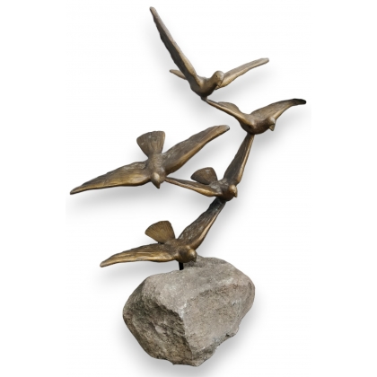 Bronze \"Cinq Oiseaux en vol\"
