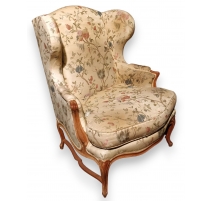 Bergère à oreilles style Louis XV tissus à fleurs