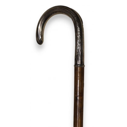 Art Deco silver Corbin walking stick, with a wooden shaft