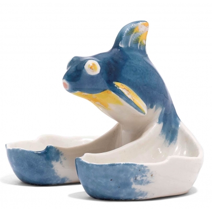 Salière \"Poisson\" bleu et jaune signé SANDOZ