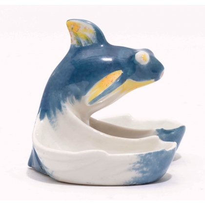 Salière \"Poisson\" bleu et jaune signé SANDOZ