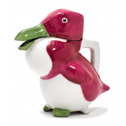 Pichet \"Canard\" rouge et vert signé SANDOZ