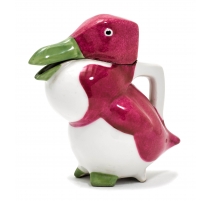 Pichet "Canard" rouge et vert signé SANDOZ