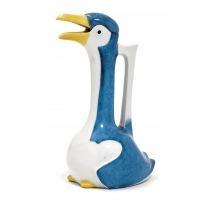 Pichet "Oie" bleu et jaune signé SANDOZ