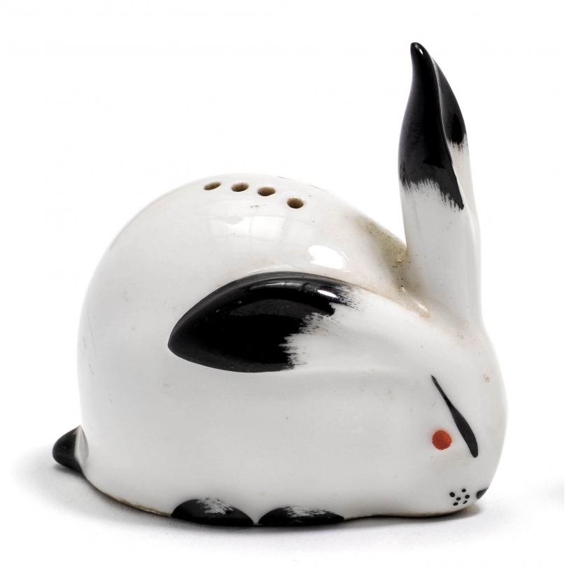 Salière \"Lapin\" blanc et noir signée SANDOZ