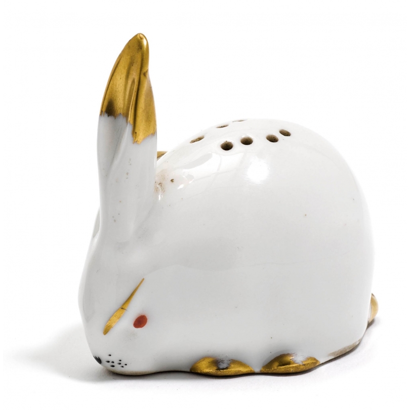 Salière "Lapin" blanc et or signée SANDOZ