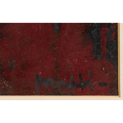 Tableau \"Champ rouge\" signé MAFLI