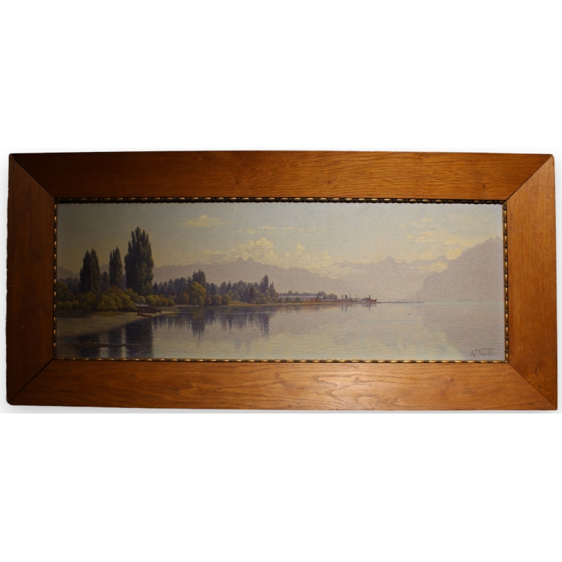 Tableau "Bord du lac Léman" signé Ais VAUTIER