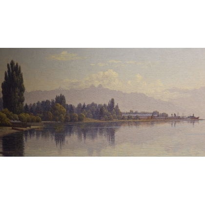 Tableau \"Bord du lac Léman\" signé Ais VAUTIER