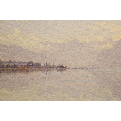 Tableau \"Bord du lac Léman\" signé Ais VAUTIER