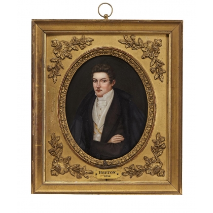 Miniature ‘Portrait of a Man’, signed BRETON, 1834