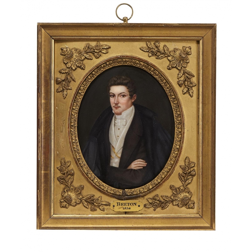 Miniature "Portrait d'homme" signé BRETON 1834