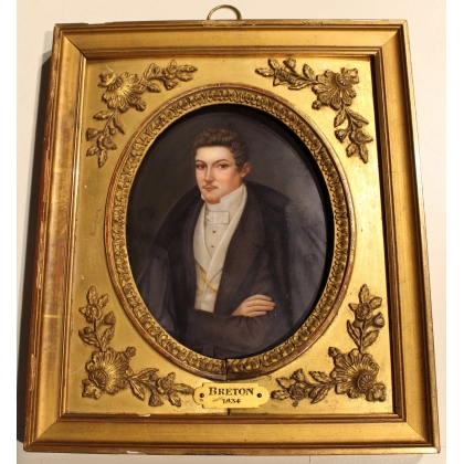 Miniature "Portrait d'homme" signé BRETON 1834