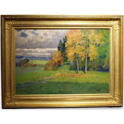 Tableau \"Paysage d\'automne\" signé FÜRST 1918