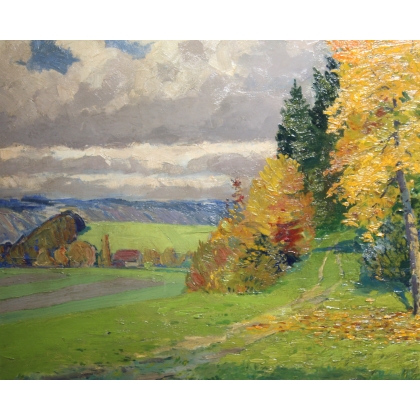 Tableau \"Paysage d\'automne\" signé FÜRST 1918