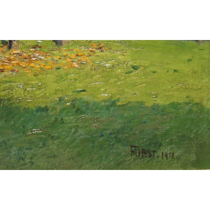 Tableau \"Paysage d\'automne\" signé FÜRST 1918
