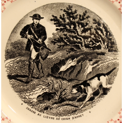 Assiette \"Chasse au lièvre\" de SARREGUEMINES