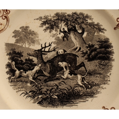 Assiette \"Chasse au cerf\" de K & G LUNEVILLE