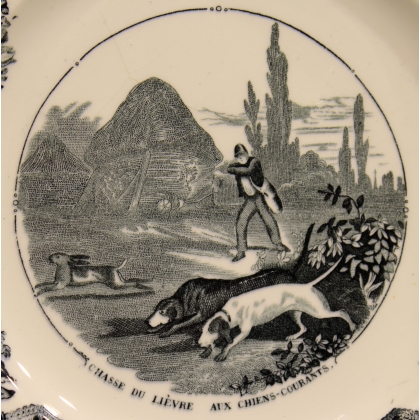 Assiette \"Chasse au lièvre\" de J. VIEILLARD