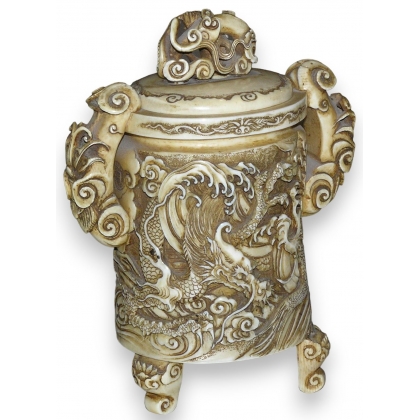 Ornately carved box with lid,