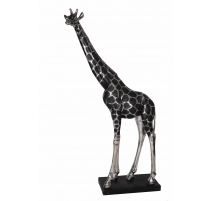 Grande Girafe en résine argentée et noire