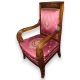 Fauteuil style Restauration, damas rouge