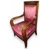 Fauteuil style Restauration, damas rouge