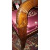 Fauteuil style Restauration, damas rouge