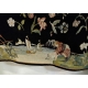 Tapis chenille Fleurs sur fond noir