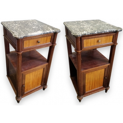 Paire de chevets style Louis XVI dessus marbre
