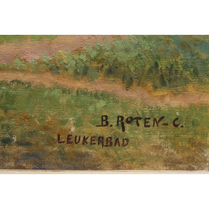 Tableau \"Leukerbad\" signé B. ROTEN-C.