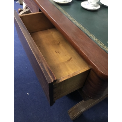 Converted spruce desk. Green leather top. At  Moinat SA  - Antiques and home décor