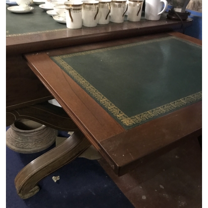 Converted spruce desk. Green leather top. At  Moinat SA  - Antiques and home décor