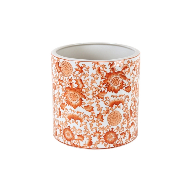 Cache-pot rond en porcelaine corail