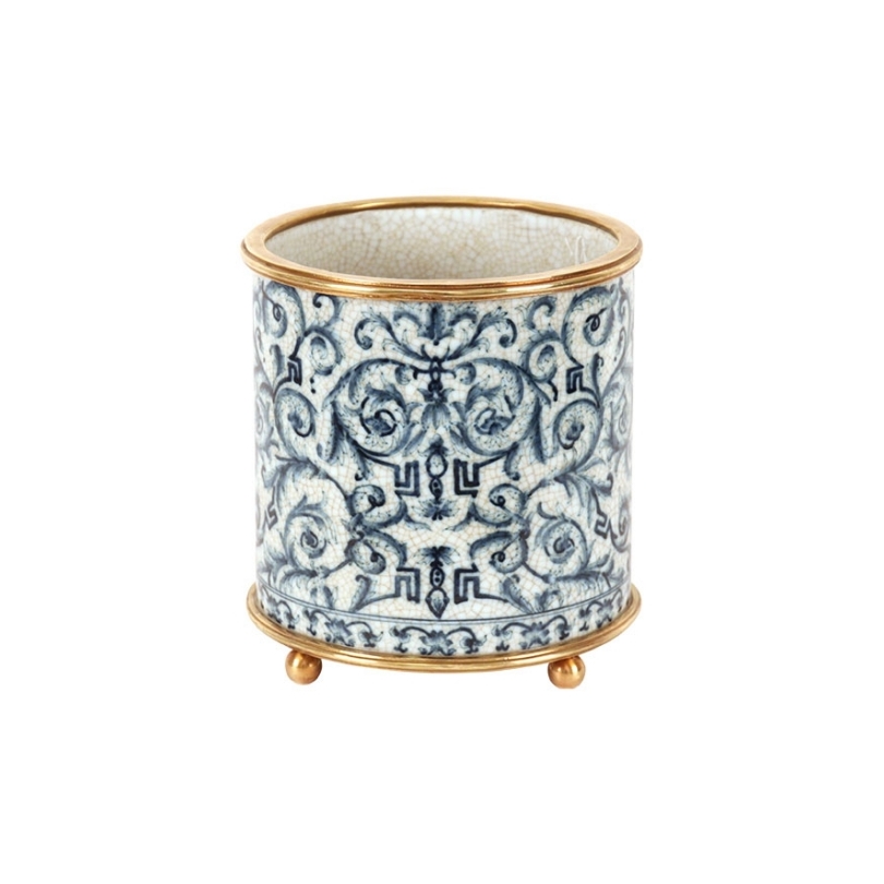 Small round "Chinese-style" porcelain plant pot