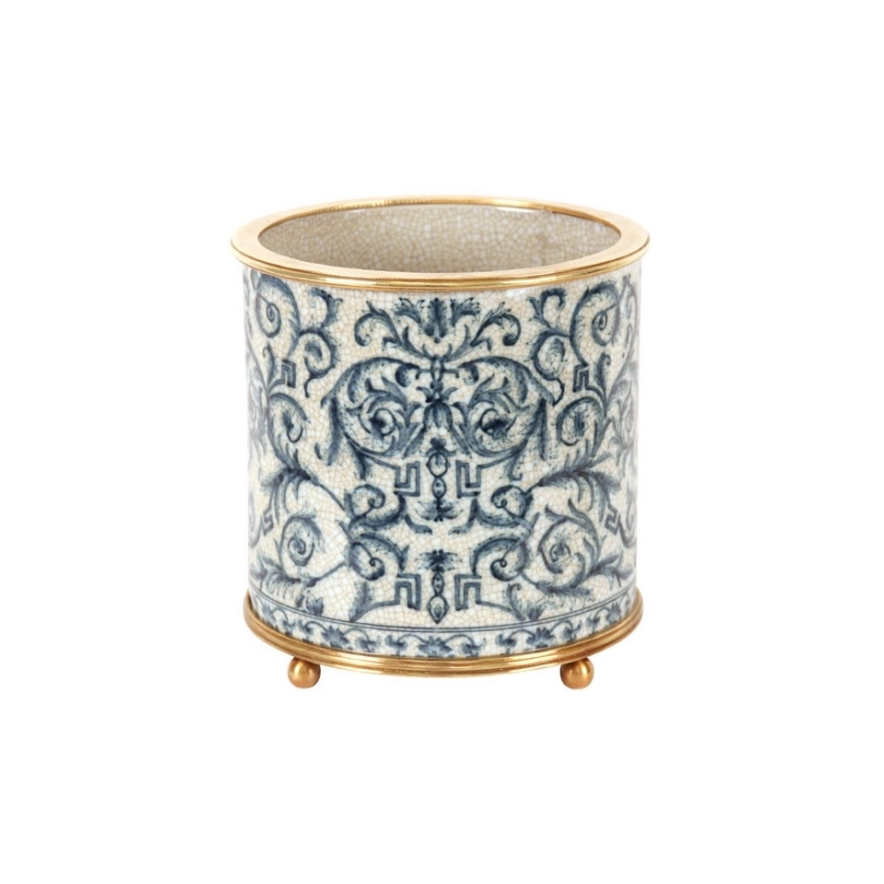 Cache-pot rond en porcelaine "Chinois", grand