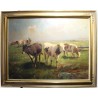 Tableau \"Veaux dans un champ\" signé Ioh.D. HOLZ