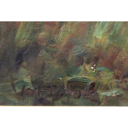 Tableau \"Veaux dans un champ\" signé Ioh.D. HOLZ