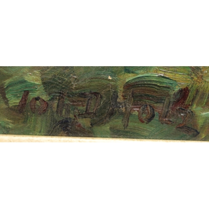 Tableau \"Veaux dans un champ\" signé Ioh.D. HOLZ