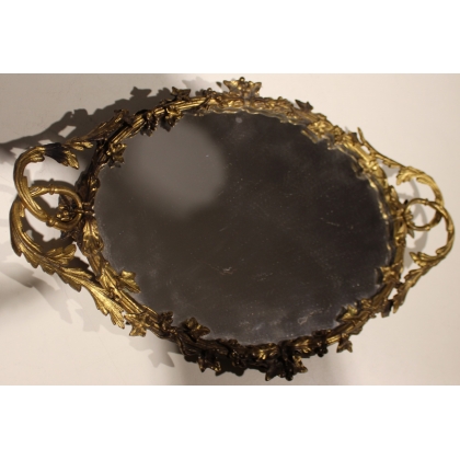 Oval bronze ‘Ivy’ tray with mirror