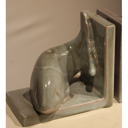 Paire de serre-livres \"Poissons\", Poterie du Léman