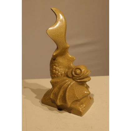 Poisson beige craquelé Poterie du Léman