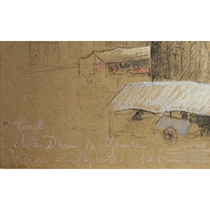 Pastel "Notre-Dame de Poitiers" signé E. FOREL