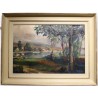 Tableau \"Bord du lac Léman\" signé P. Rt. PERRIN