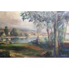 Tableau \"Bord du lac Léman\" signé P. Rt. PERRIN